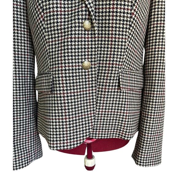 J. Crew Women’s Size Medium Wool Blend Houndstooth 2 Button Blazer - Picture 4 of 8